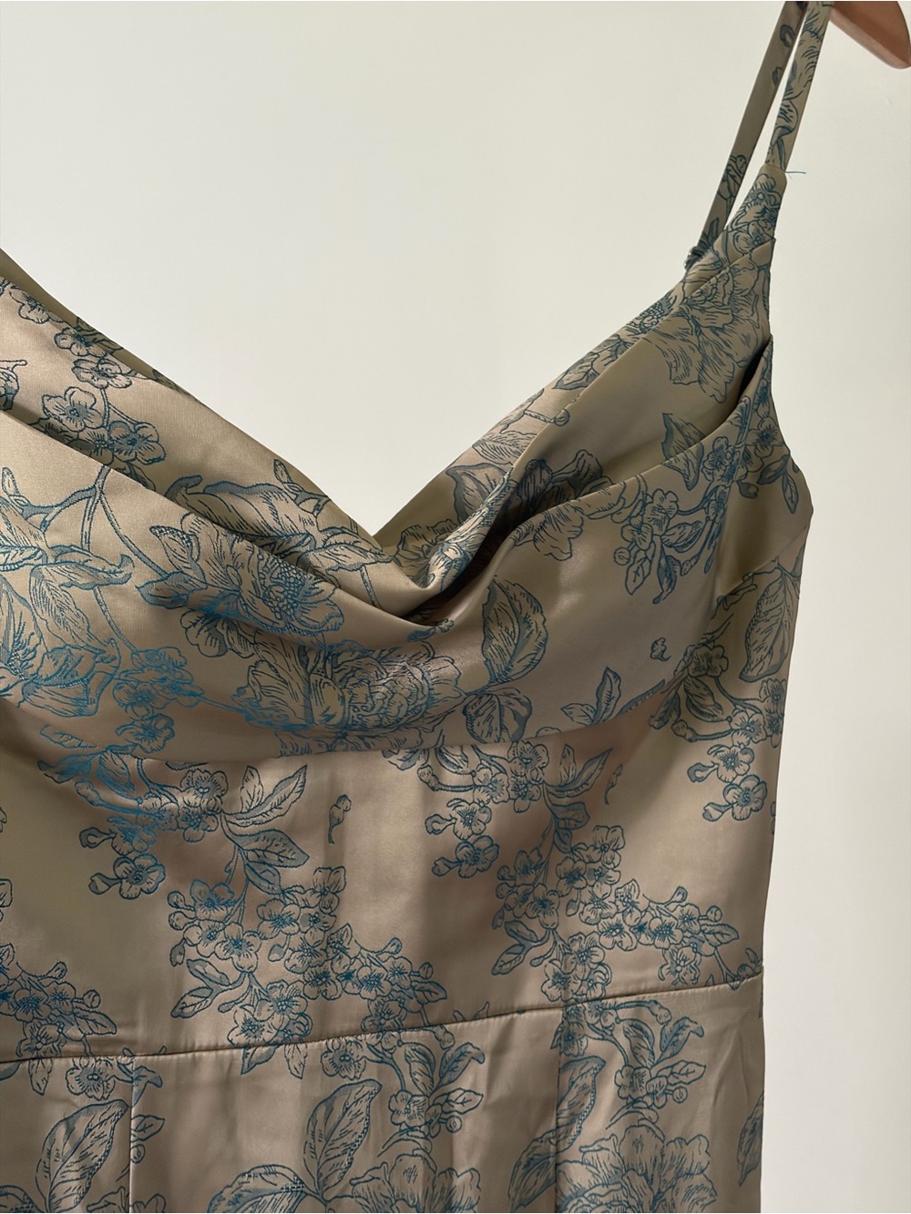Azazie Atelier Floral Satin Cowl Neck Maxi Dress US 4 Wedding Guest - Picture 13 of 16